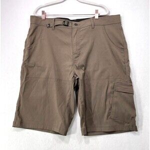 Prana Shorts Men 38x12 Tan Stretch Zion II Outdoor Hiking UPF 50 Moisture Wick